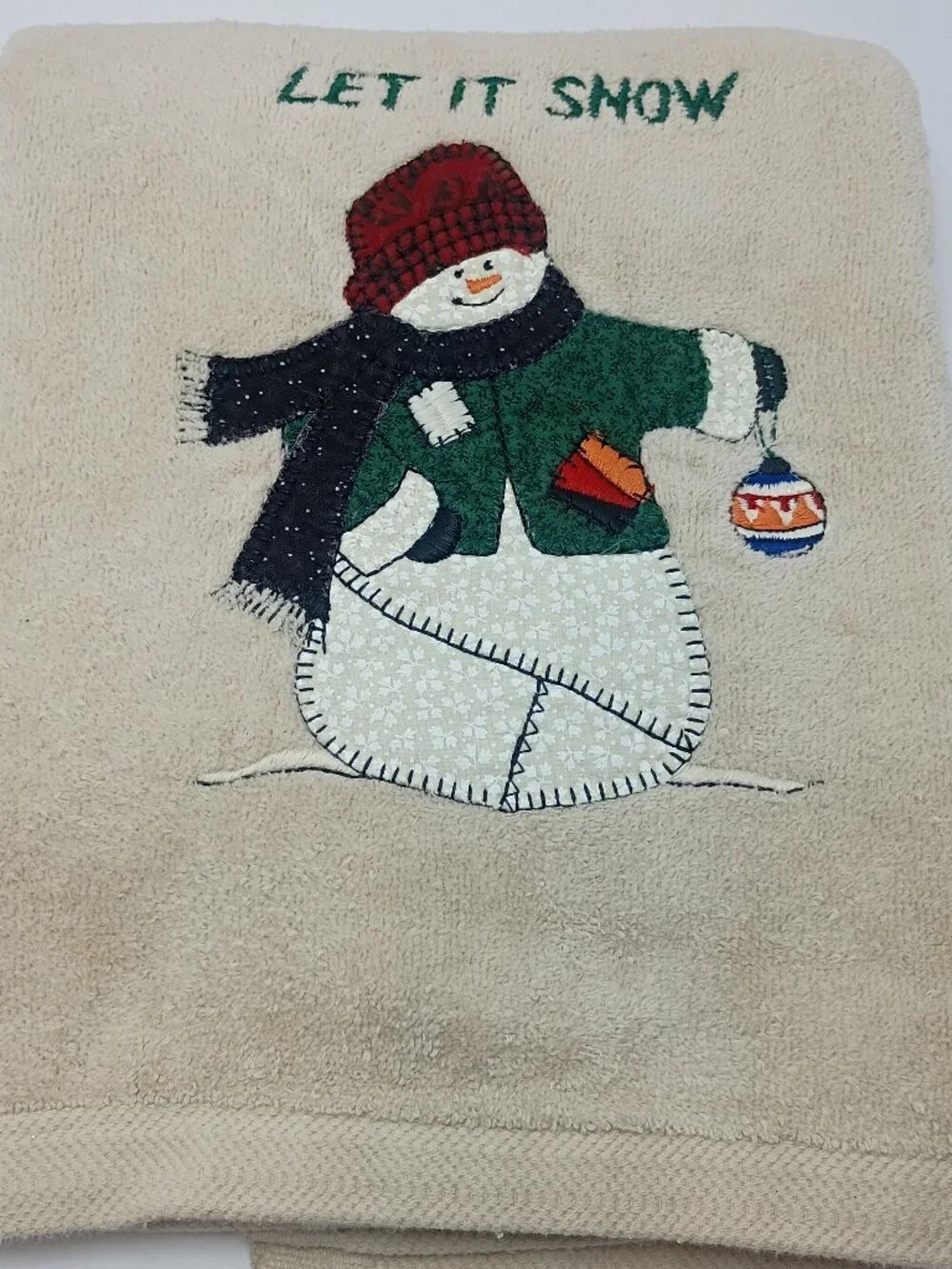 Christmas Let It Snow Bath Body Towel USA 90s Decorative Cotton
